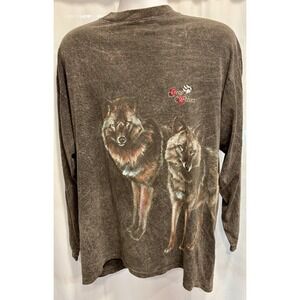 Vintage Gray Wolves Harlequin Shirt Mens Extra Large Black Patina Long Sleeve